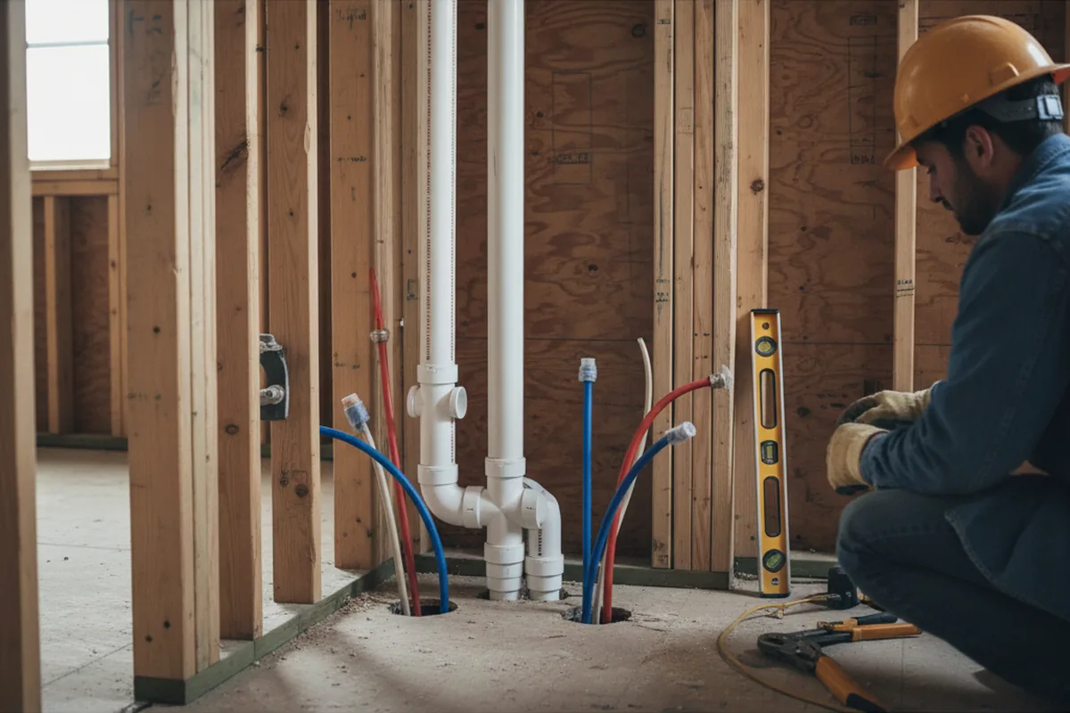 Drain and supply rough-in during Leak Detection in Estell Manor