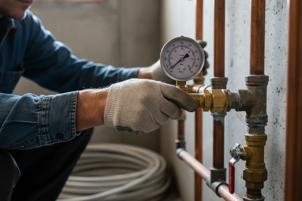 Pressure testing a repaired line during Water Line Repair in Estell Manor